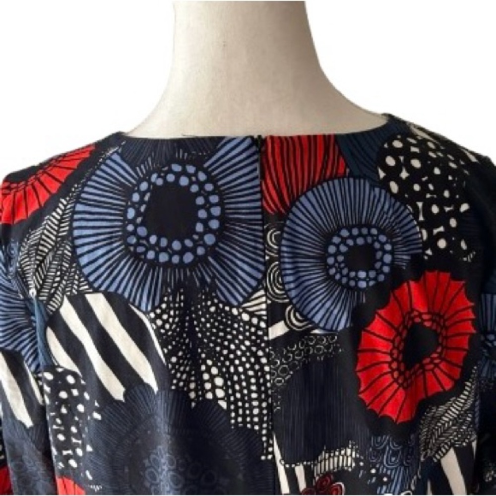 Marimekko Unelma Dress Siirtolapuutarha Pattern Red Black Blue Midi Shift 38 6 - Picture 6 of 12